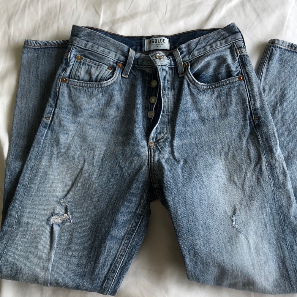 Agolde high rise ripped knees jeans